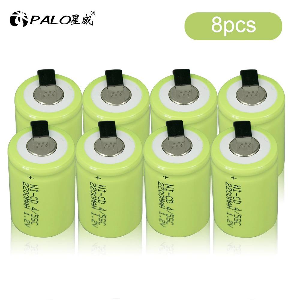 PALO Аккумуляторная батарея 1,2 В 4/5SC, ​​2200 мАч, 4/5 SC Sub C Ni-CD, со сварочными выступами для электрической дрели, отвертки