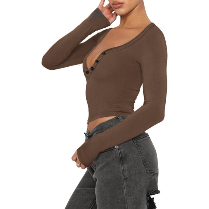 YYFS Женские модные повседневные весенне-осенние однотонные блузки и рубашки с v-образным вырезом и длинным рукавом с принтом