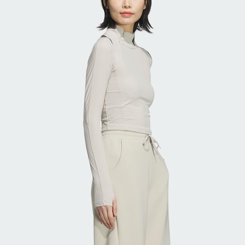 Adidas Future Style Pre Series Удобная спортивная повседневная облегающая футболка с длинным рукавом и регланами, женские топы светло-кунжутного цвета, земляно-серого цвета JM2453