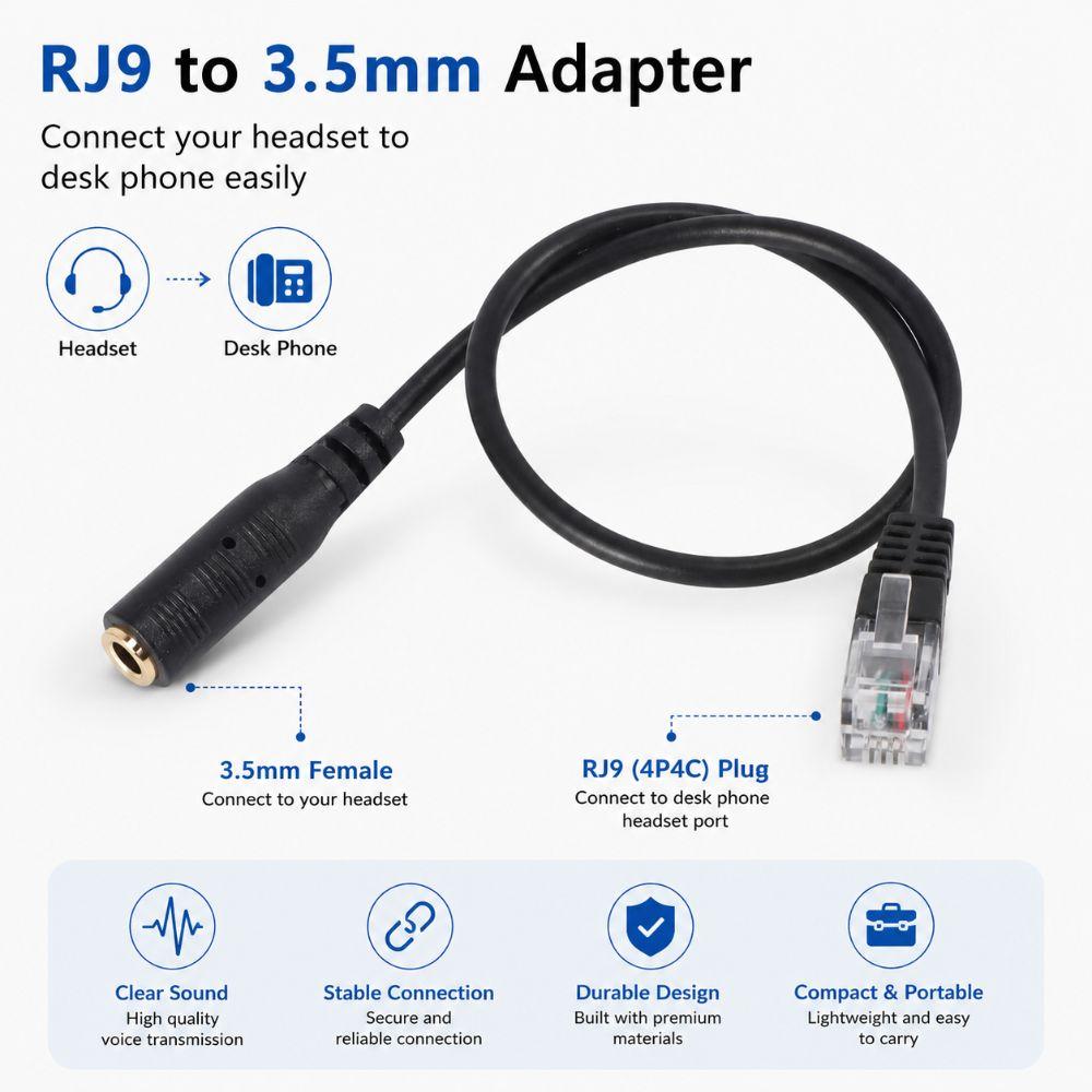 Replace RJ9 Connector Spare Parts 3.5mm Jack Adapter Cable Professional RJ9 Adapter Cable Phone