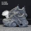 Летние новые кожаные дышащие кроссовки на толстой подошве, в стиле "dad shoes", с сетчатыми вставками, повседневные