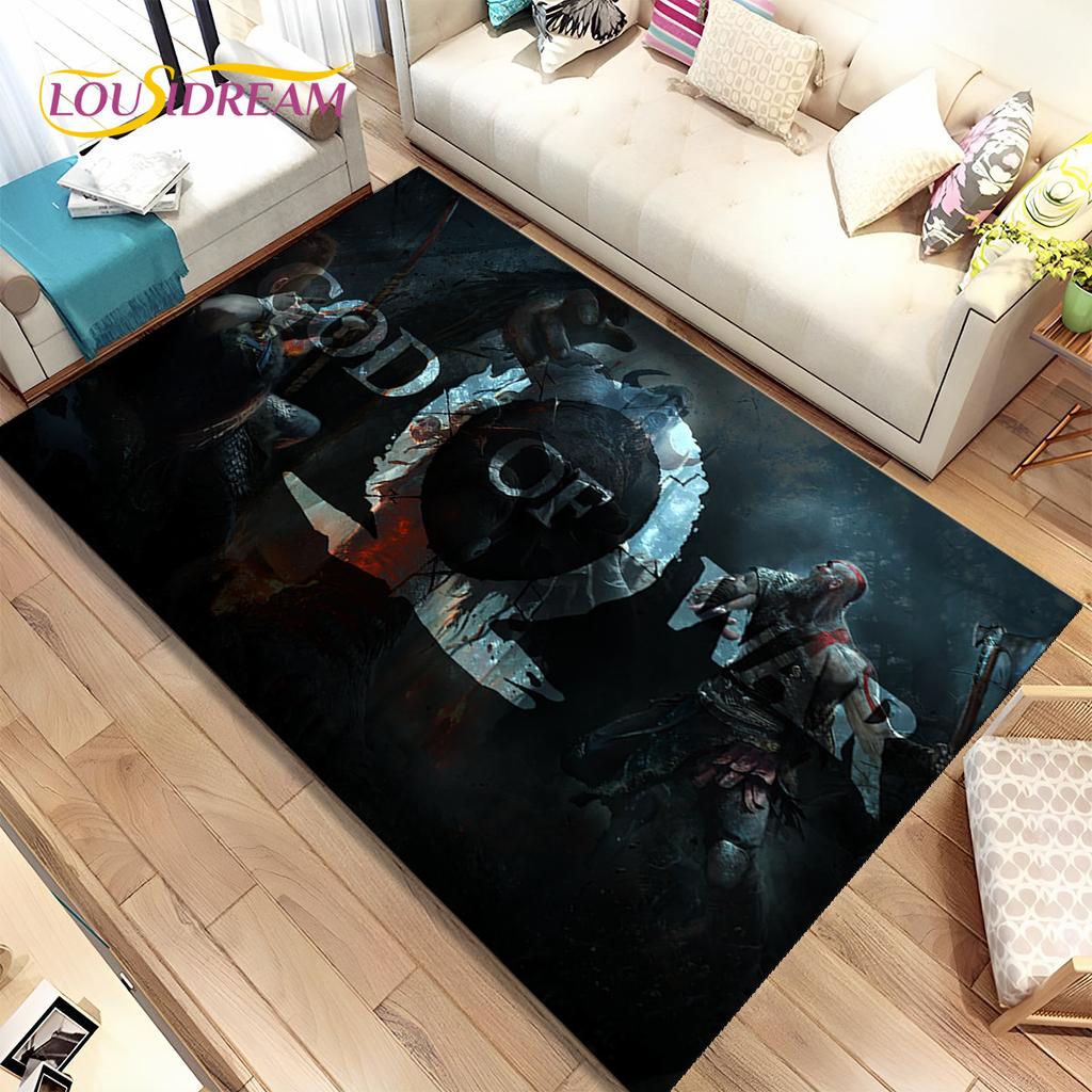 Коврик Игровой Ковер God of War Игроки Кратос, Ковер для Гостиной Спальни Дивана Прихожей Украшение, Детский Нескользящий Коврик для Игр