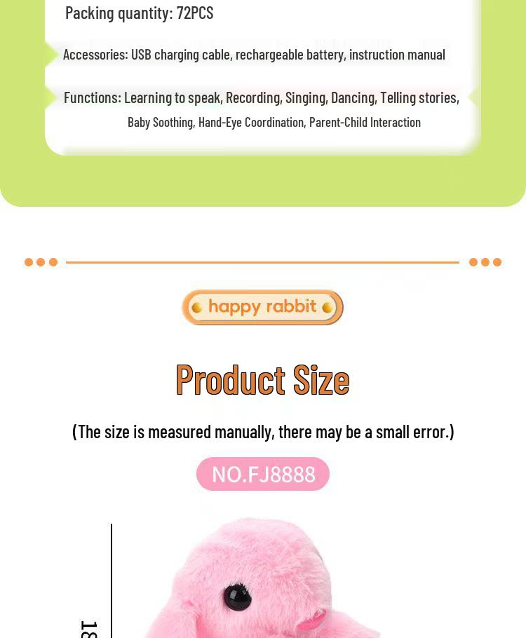 Electric Singing and Dancing Rabbit - Baby Soothing Toy with Recording and Speaking Functions