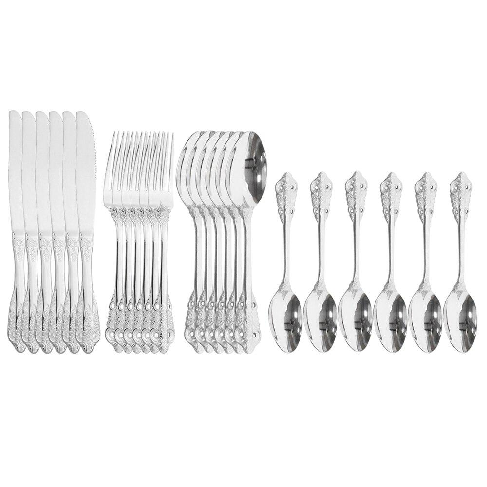 Набор столовых приборов, 24 шт., красочный набор столовых приборов, столовая посуда из нержавеющей стали, набор столовых приборов, ужин для дома, кухонный нож, вилка, ложка, набор услуг на 6 персон