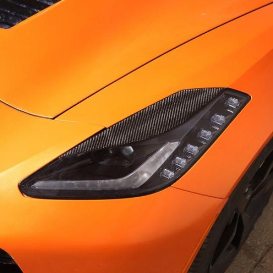 Мягкая накладка-ресничка из углеволокна на фару для Corvette C7 2014-