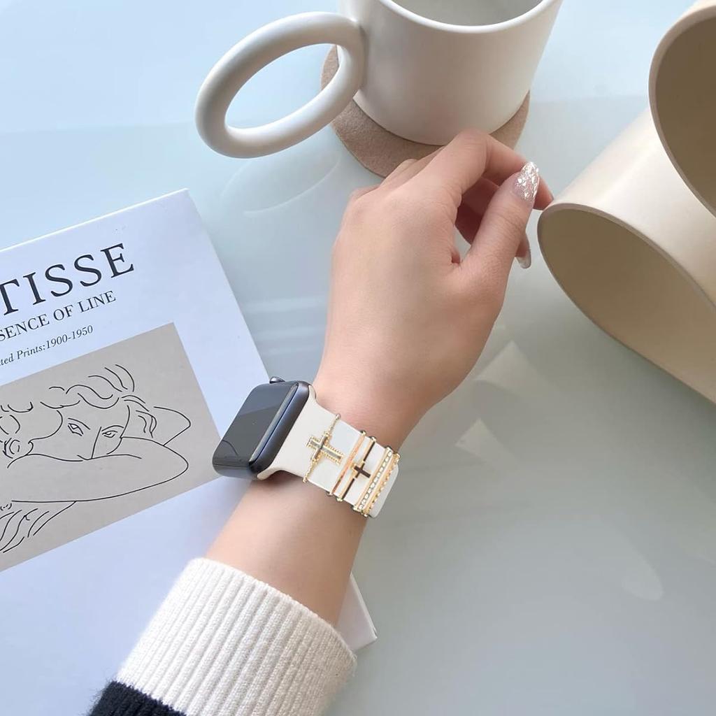 5 шт. Кольца-петли для ремешка часов со стразами, Гвоздики-шипы, Милые металлические подвески-украшения для ремешка часов, Совместимые с ремешками часов серии IWatch