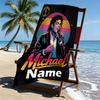 Custom Name Personalized Michael Jackson Print Beach Towel, for Trip Camping Beach Party Home Decor, Birthday Gift for Family & Friends