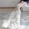 Women's Fuzzy Calf Socks Furry Slouch Leg Warmers Black and White Color Japanese JK Style Thickened and Warm for Autumn and Winter