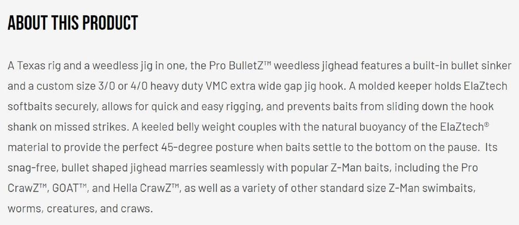 Zman Jighead Pro BulletZ 1/8 Oz Size 4/0 3/pack Black (5803)