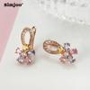 SIMJOO Rose Gold Color Creative Colorful Zircon Flower Earrings Personality Temperament Earrings for Ladies
