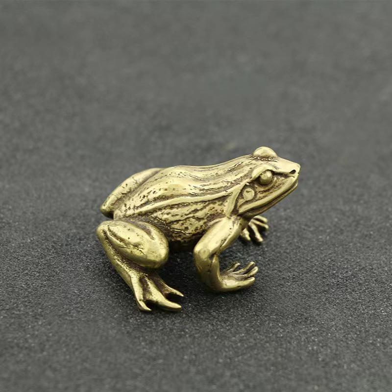 Solid Brass Retro Frog Tea Pet - Creative Home and Desktop Ornament