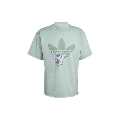 adidas Originals X Disney Stitch Графический принт Футболка прямого кроя с короткими рукавами Топы унисекс Светло-зеленый HT3951