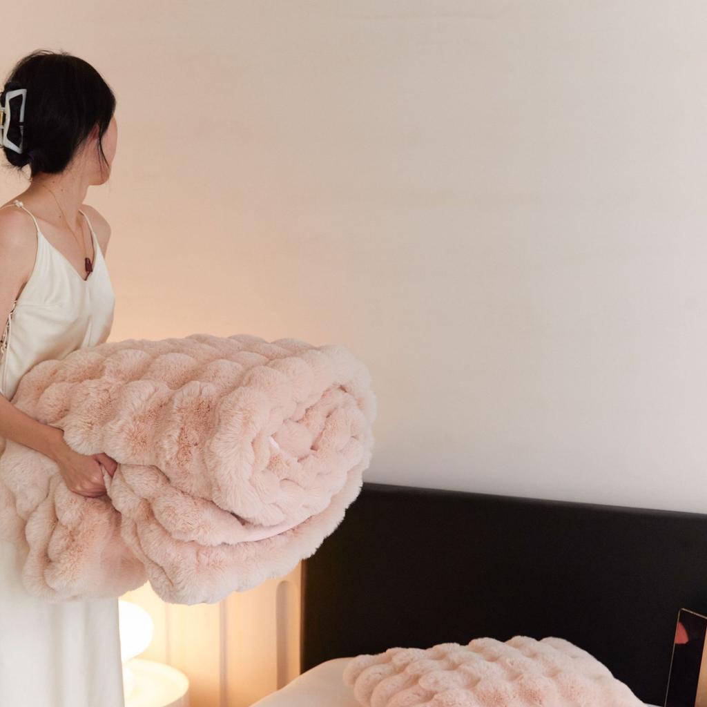 Faux Wool Winter Blanket Luxury Warm Super Cozy Bed Blanket High Grade Warm Sofa Winter Blanket