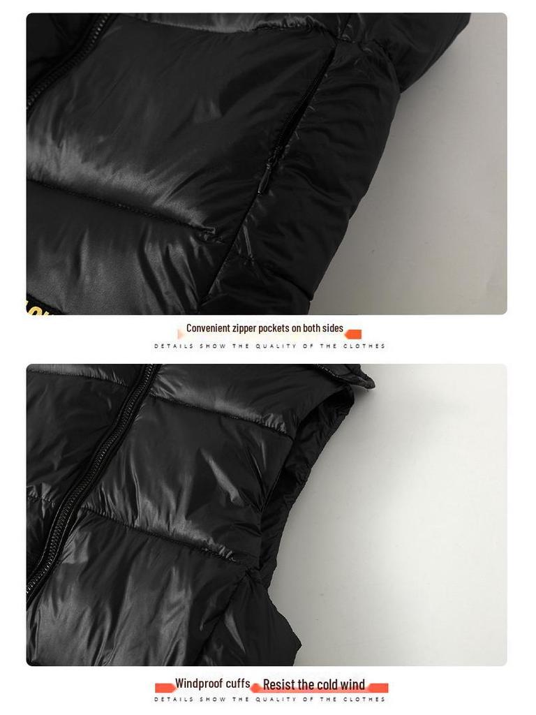 Унисекс 2024 Черный Золотой Пуховый Жилет: Повседневный, утолщенный, модный жилет