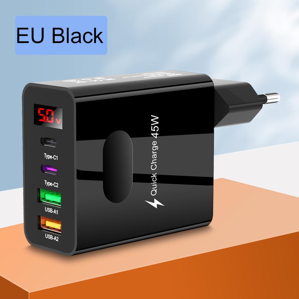 Всего 45 Вт цифровой дисплей зарядное устройство USB Type C зарядное устройство быстрая зарядка 3.0 PD телефон зарядный адаптер для iPhone Samsung Xiaomi Travel C