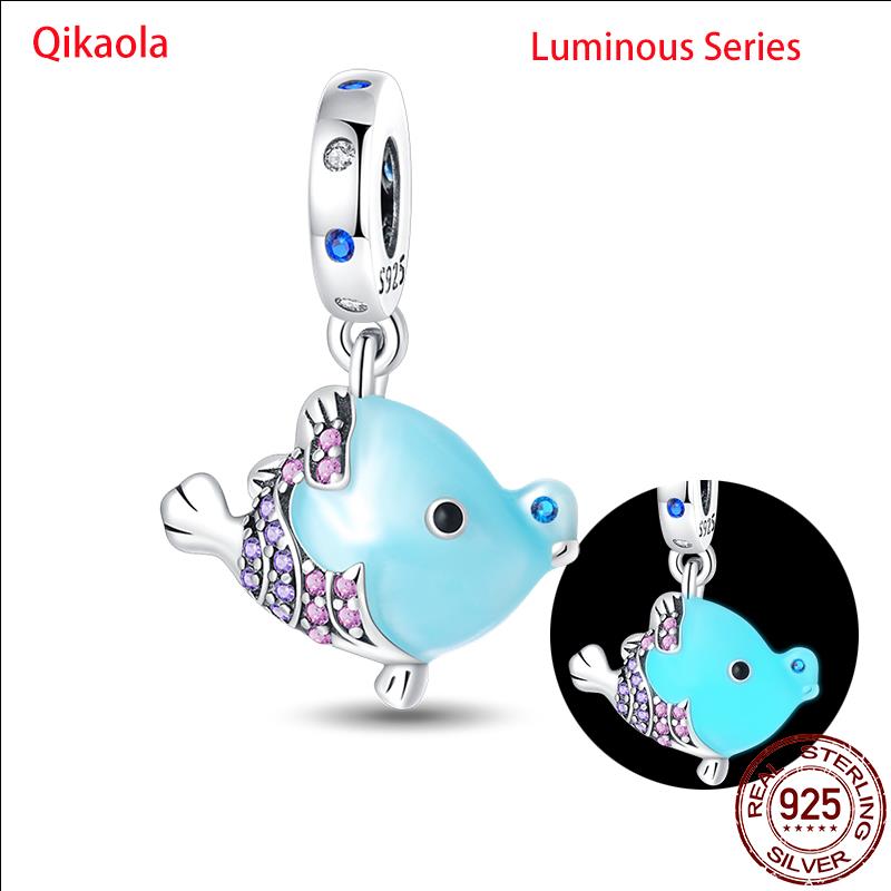 Original 100% sS925 Sterling Silver Luminous Octopus Ocean Series Charms Fit Bracelet DIY Beads Ms Jewelry Gift New In