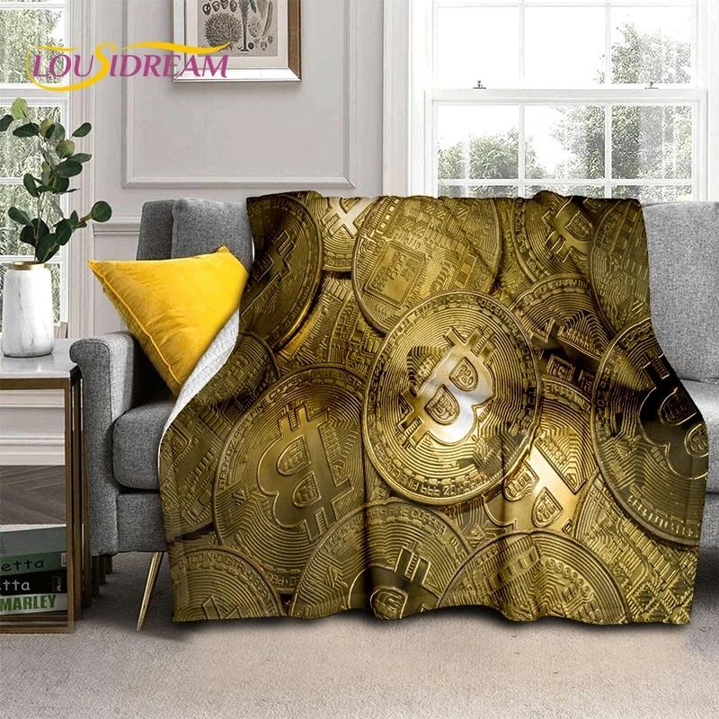 Bitcoin 3D Virtual Currency NFT Blanket,Soft Throw Blanket for Home Bedroom Bed Sofa Picnic Travel Office Cover Blanket Kid gift