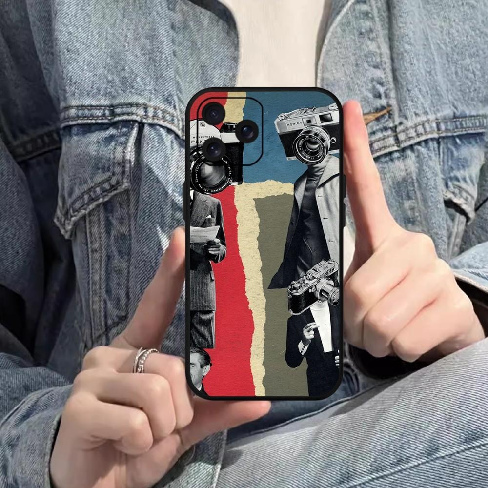 Винтажный чехол для телефона с изображением людей и коллажей для iPhone Mini 11 12 13 14 15 Pro XS Max X Plus SE XR, черный мягкий корпус