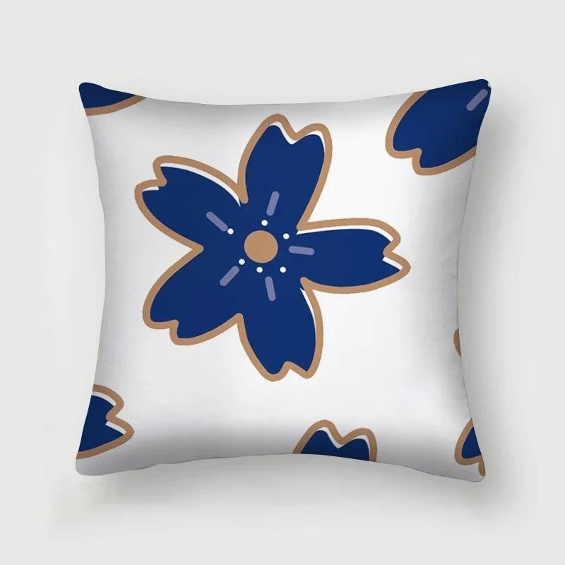 Office Living Room Home Pillowcase Abstract Blue Flower Pillowcase Car Ornaments