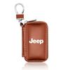 AIY5   Leather Metal Car Key Fob Case Zipper Keychain for Jeep Renegade Wrangler JK JL Grand Cherokee Compass Auto Interior Accessories