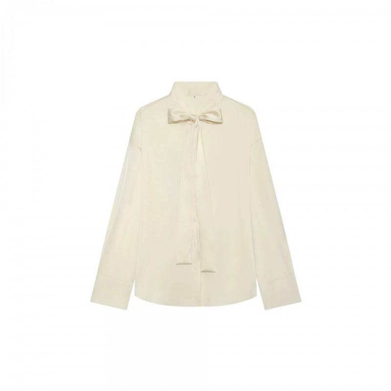 PBZA Womens Slim Fit Satin Long Sleeve Shirt Stand Collar Casual Blouse