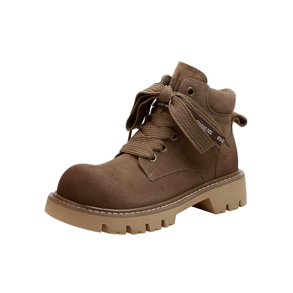 Версия из коровьей кожи~ натуральная кожа толстая подошва полированные ботинки Мартина женские 2025 новый британский стиль универсальные шнурки мандариновый утёнок короткие ботинки