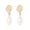 Geometric Temperament Earrings Retro Spiral Gold Earrings Fashion Creative Wave Ladies Earrings ADM