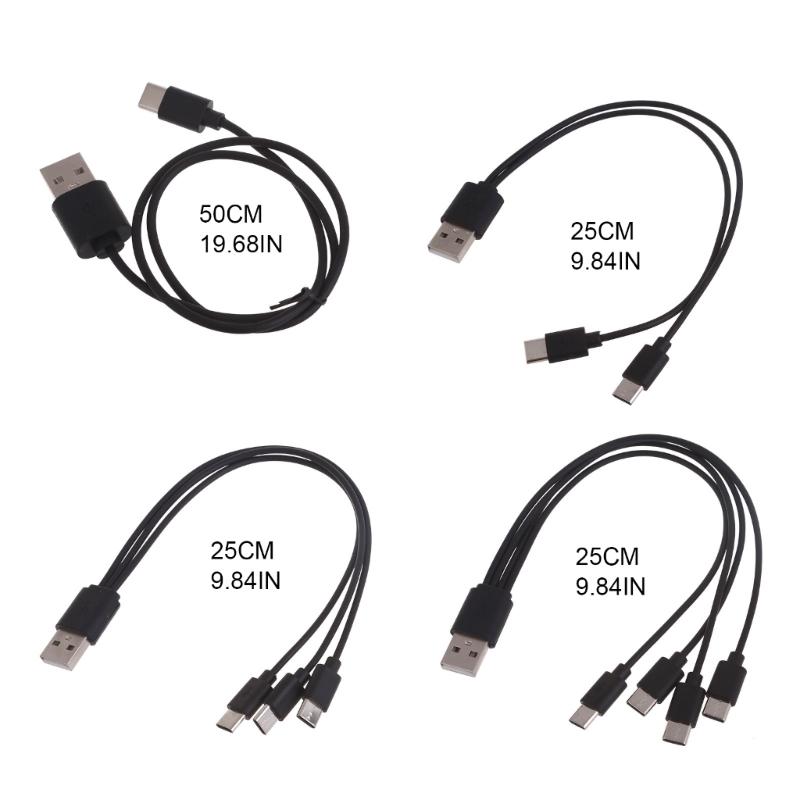 USB Multi Charging Cable 1/2/3/4 In 1 Multiple Phone Charger Cord USB C Multi Cable with Type C Port for Phones Tablets