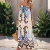 Весна/лето Сексуальное платье с принтом «халтер», повседневный свободный праздничный комбинезон