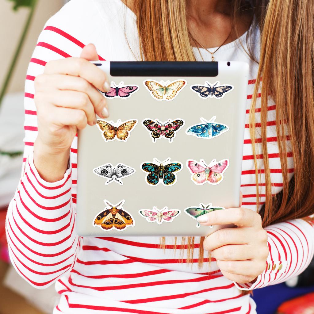 50 Retro Realistic Butterfly Moth Aesthetic Creative Graffiti Sticker Mobile Phone Case Handbook Material Self-adhesive Waterproof