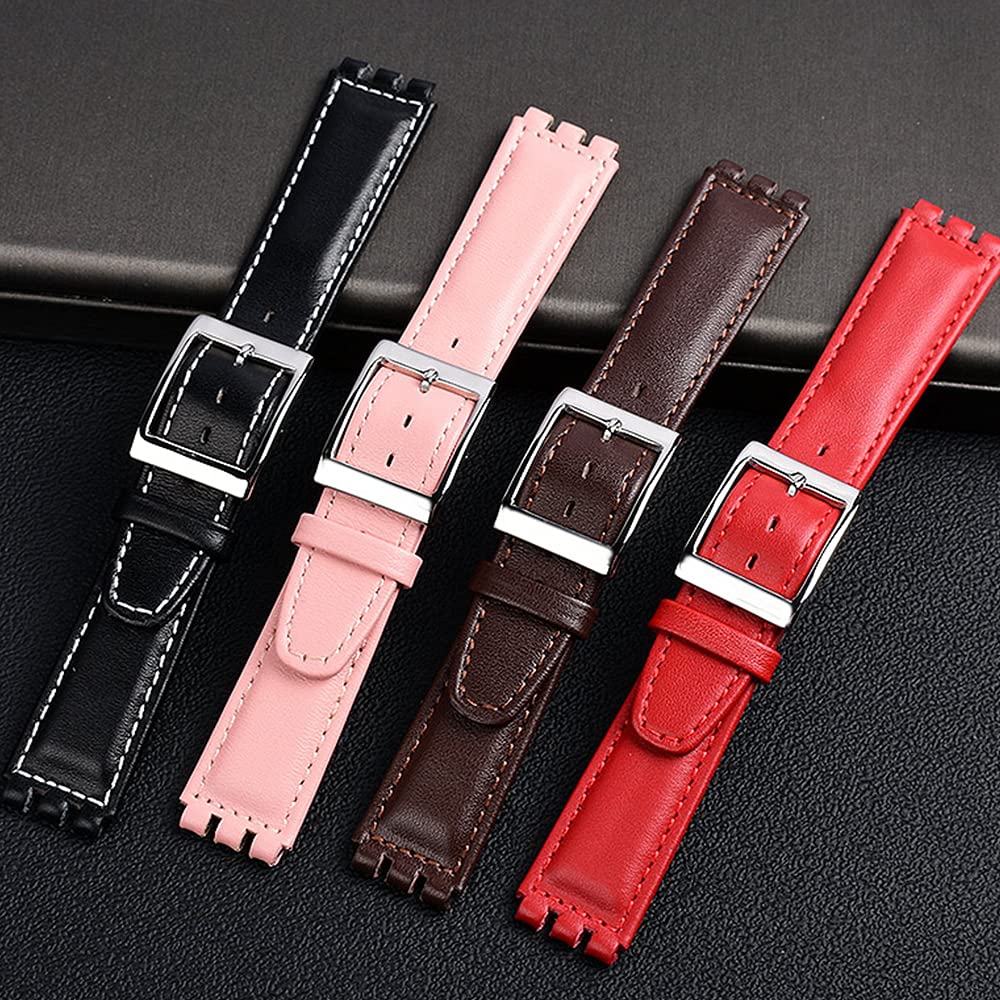 ZHUOLEI Swatch Watch Includes 3 Spring Spring Bar and Box Strap, 17mm/19mm, Brown, Bars, Remover,