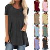 Women's Fashion Round Neck Plunging Sleeve Irregular Hem Loose Solid Color T-Shirt Top