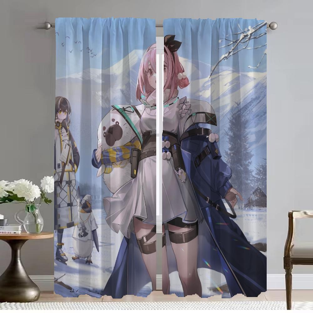 Modern Living Room Curtains 2 Pieces Arknights Shades Curtains for Bedroom Partition Window Curtain Halloween Decoration Kitchen