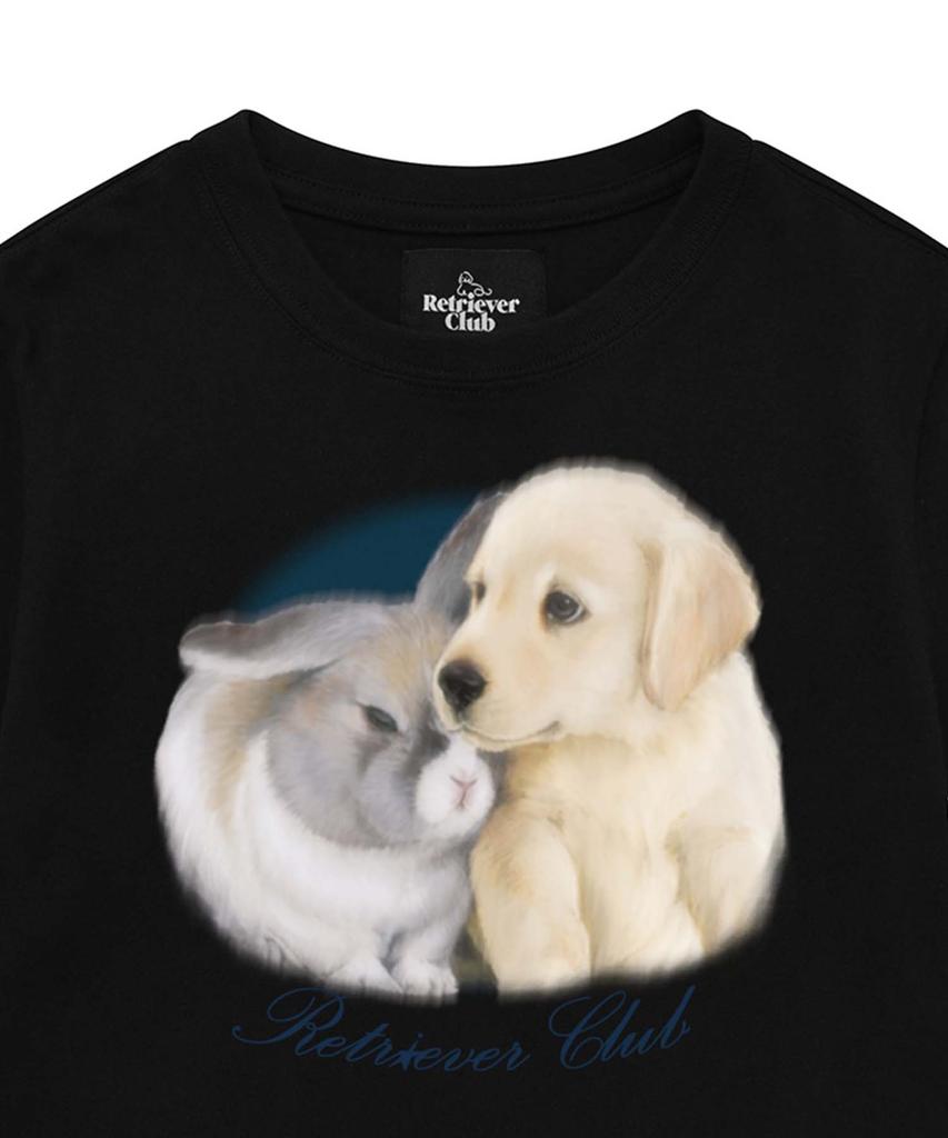 RETRIEVER CLUB Puppy N Rabbit Crop Tee [Black]