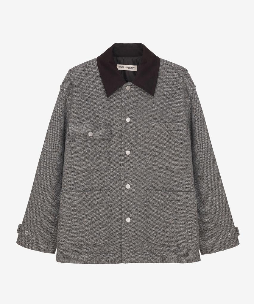 Mindbridge [Hoite] Alpaca Collar Contrast Oversized Mid-Length Coat Myca7174