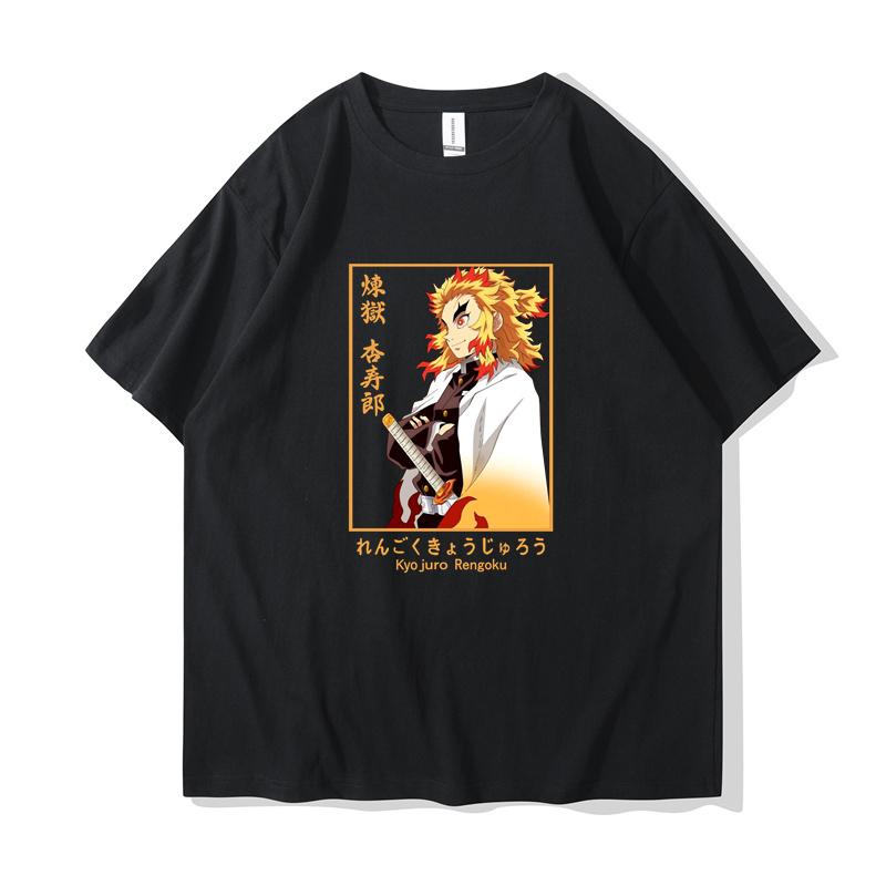 Аниме Rengoku Kyoujurou Printed Мужские Женские Летние Футболки С Коротким Рукавом Круглый Вырез Повседневные Летние Топы Унисекс