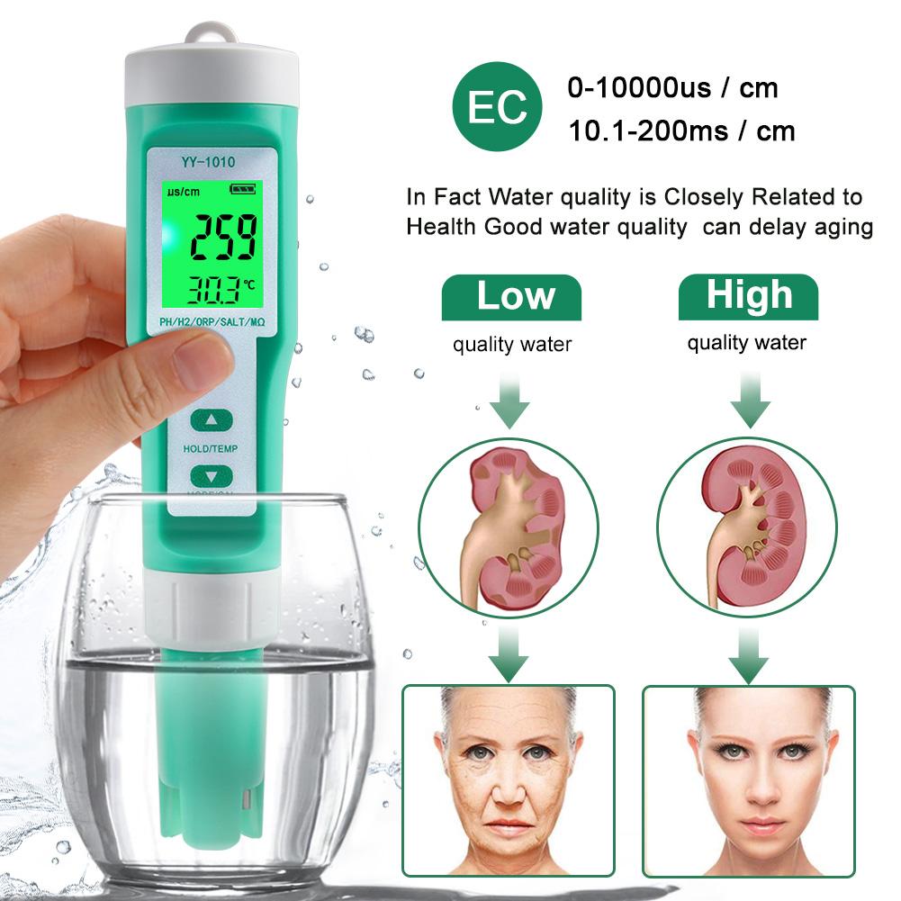 Цифровой многофункциональный измеритель качества воды 10 в 1 PHECTDSORPH2FertileSalinityS.GM