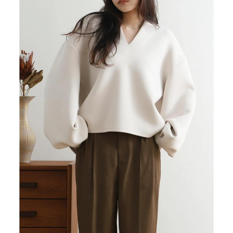 Хорошая ткань зимние толстовки японский однотонный свободный пуловер V-образный вырез фонарь длинный рукав толстовка для женщин