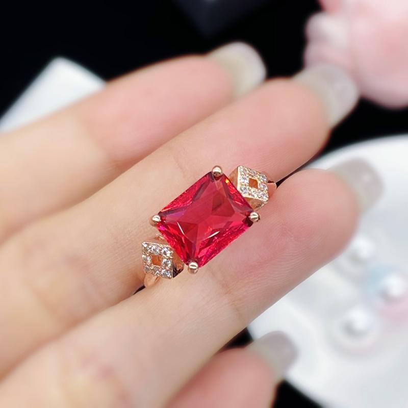 BELLA BOX Красное квадратное кольцо с цирконием для свадебной церемонии и вечеринки, ослепительные нежные женские кольца, модные украшения