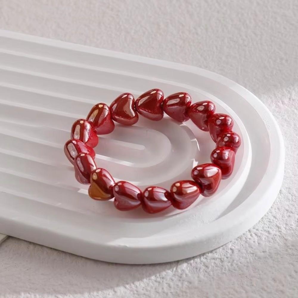 Colorful Beads Heart Beaded Bracelets 1 PCS Fashion Heart Bracelet  Valentine Gift