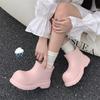 New Wide Toe Rain Shoes Women's Pink Galoshes Waterproof Ankle Rain Boots Woman Korean Style Loose Rainboots Water Shoes Ladies
