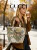 Gucci Холщовая сумка-тоут с тигровым принтом - одноплечевая сумка, сумка кроссбоди в стиле ретро-джунглей, для шопинга - модный и легкий предмет роскоши