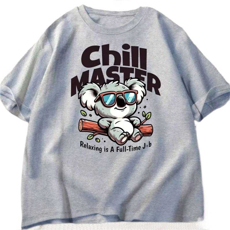 Chill Master Koala T Shirt Funny Koala Graphic Tee Animal Lover Gift Women Summer Casual T-shirt Women Clothing Personality Y2K
