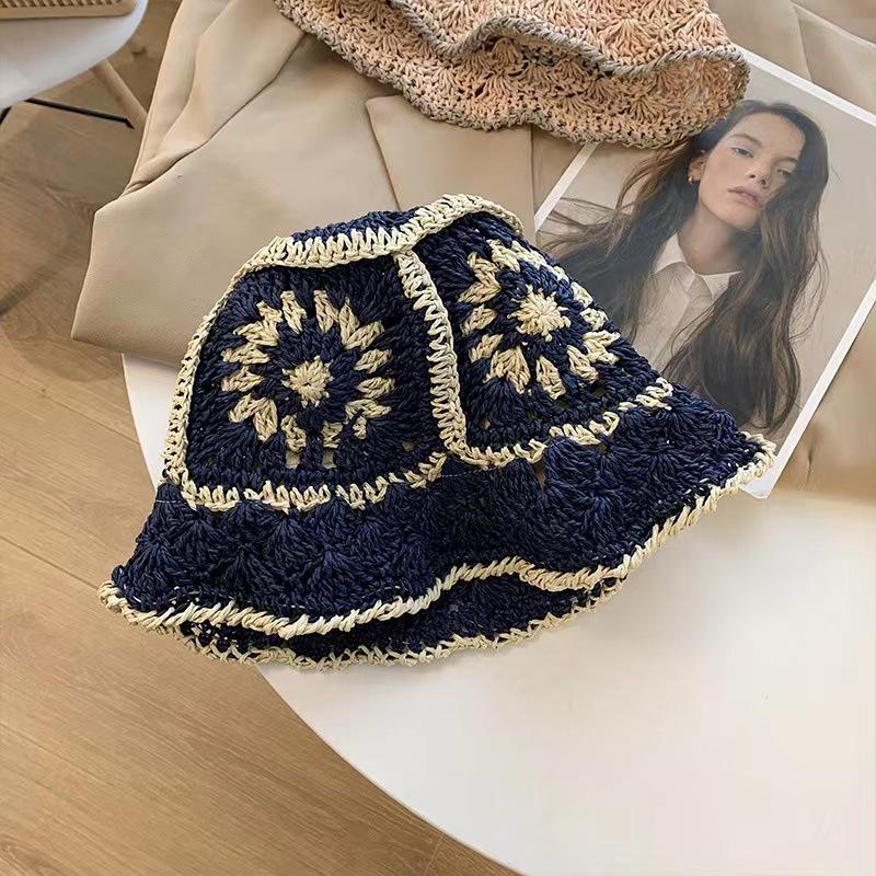 Соломенная шляпа детская весенне-летняя соломенная цветочная солнцезащитная шляпа с большим карнизом, универсальная, повседневная, пляжная шляпа для женщин