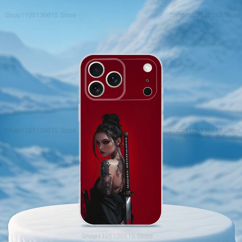 Крутая Арт Воинственная Женщина Для iPhone 12, Mini, 16, X, 17, Plus, 11, Max, 13, XR, 15, Pro, 14, SE, XS, Прозрачный Мягкий Чехол