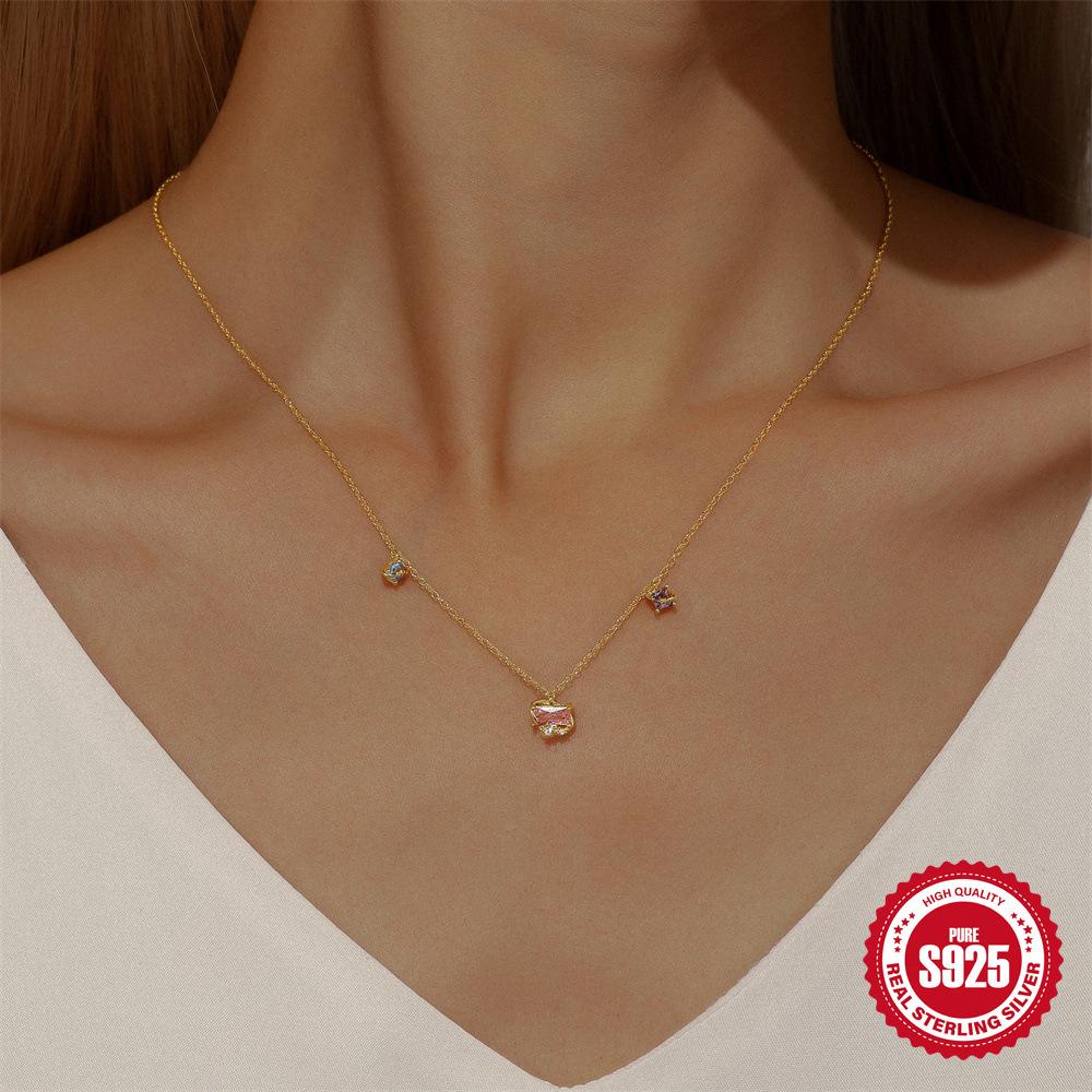 Простая цепочка на ключицу из цветного циркония Silverwind Candy Starry Sky Series S925