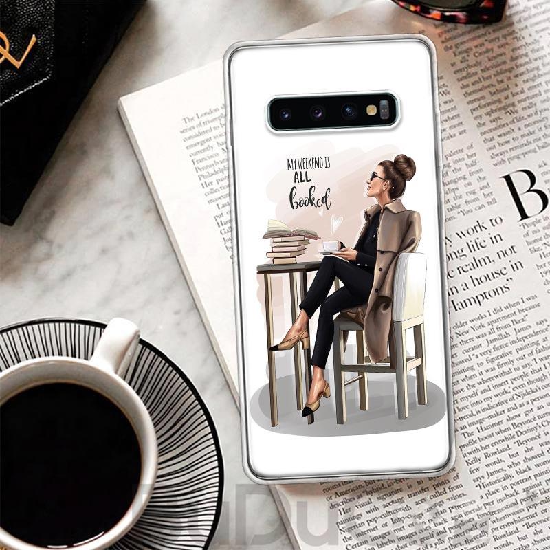 Чехол-обложка для телефона Samsung Galaxy M12 M21 M30S M31 M32 M51 M52 Note 20 Ultra 10 Plus 9 8 J4 J6 + J с принтом 'Принцесса Женщина-Босс Кофе'