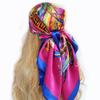 Spring And Autumn Female Satin Scarf,Big Square Scarves Hijabs Printed,Women Scarf,Purple Polyester Silk Scarf Shawl 90*90cm