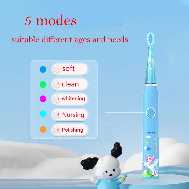 Электрическая зубная щетка с героями мультфильмов для детей, чистая, со сменной головкой, ультразвуковая, IPX7, водонепроницаемая, перезаряжаемая, звуковая, детская зубная щетка