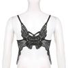 Gothic Black Mesh Butterfly Cropped Tank Top Lace Vest Tops Backless Sexy